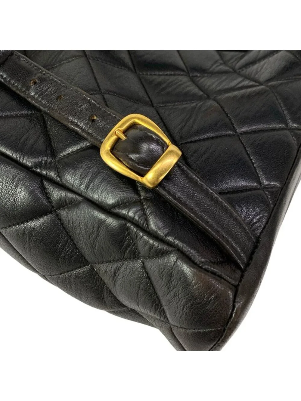 Chanel Backpack Quilted Black Chain Shoulder Gold Lambskin